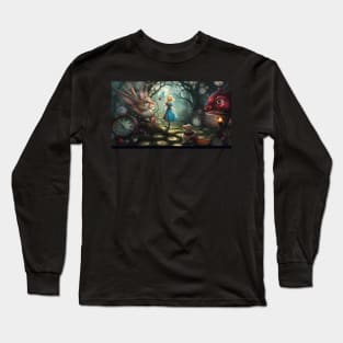 Alice in Wonderland. "Tea Party with the Mad Hatter and the Cheshire Cat" Long Sleeve T-Shirt